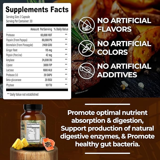 Santa Cruz Paleo, Pre-Feast Digestive Enzymes Supplement, Multi Enzyme for Women and Men, Fiber Supplement for Gut Health & Digestive Health, Gluten Free, Keto, Paleo, Sugar Free, 60 Capsules