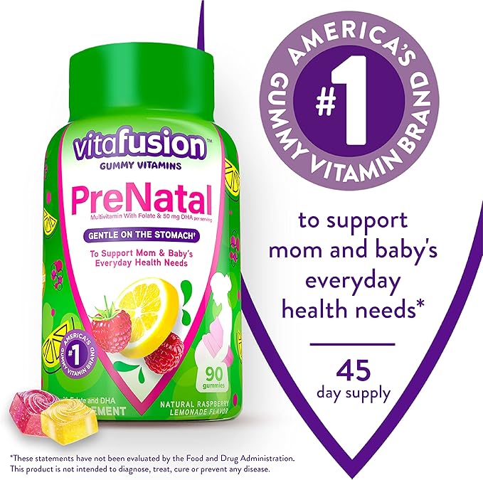 Vitafusion PreNatal Gummy Vitamins 90 Count, Extra Strength Vitamin D3 Gummy 120 Count - Pregnancy Vitamins for Women and Bone Immune Support
