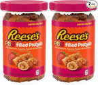 Reese's Filled Pretzels, Peanut Butter and Strawberry Flavored Pretzel Nuggets, Crunchy, Ready to Eat, Sweet and Salty Snack, 18 oz Cannister (Pack of 2)