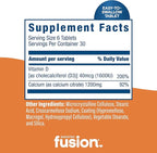 Bariatric Fusion Non Chewable Calcium Citrate with Vitamin D3 Tablet | Easy to Swallow 600 mg Calcium Supplement with Vitamin D to Increase Absorption* | 180 Tablets