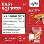 Wild & Organic Korean Panax Ginseng Extract Liquid Drops - Immune Support - Red Ginseng Root Supplement - Easy to Add to Tea - Vegan, Sugar & Alcohol-Free Tincture - 4 fl oz