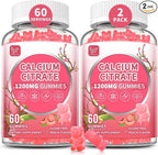 (2 Pack) Pure Calcium Citrate Gummies 1200 mg for Women & Men,Calcium Citrate Supplements,High Absorption for Bone Muscle Healthy - Easy to Digest, Sugar Free,Vegan,Peach Flavor,60 Day Supply