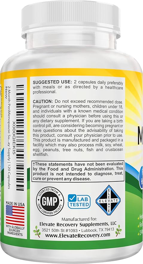 Perimenopause Support (2-Month) Supplement Blend | Women's Health & Hormone Support with 11 Herbs & Extracts | Female Hormonal Balance Supplements | 60-Day Bulk Supply | 120 Capsules