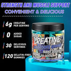 Creatine Monohydrate Gummies 6g for Men Women,Complex Creatine Monohydrate Chewable for Muscle Strength,Muscle Building,Energy Boost,Pre-Workout Energy Supplement,Vegan Blue Raspberry - 120 Count