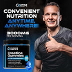 Creatine Gummies - 90 Vegan Friendly Chews - USA Made - Boosts Recovery - Builds Muscle - Enhanced Cognitive Benefits (Large, Blue Raspberry)