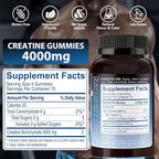 Biobor Creatine Monohydrate Gummies 4000mg for Men & Women, No Sugar Added, Chewable Creatine Supplement for Energy Boost, Muscle Strength, Vegetarian-Friendly, Gluten Free (Orange, 60 Count)