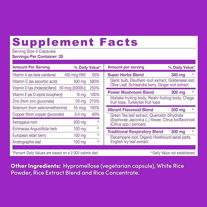 Further Food Ultimate Immune Support Capsules with Vitamins C, D, E & Zinc – Natural Herbal Supplement with Antioxidants for Immune & Respiratory Support, 120 Vegan Capsules
