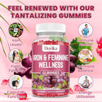 Iron & Hormone Balance for Women Gummies, 40mg Iron Supplement Anemia with multivitamin for Women, Zinc, Selenium, Iodine - for Iron Deficiency - Natural Hormonal Support for PMS, Vegan 60 Count