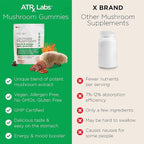 Ultimate Mushroom Daily Gummies - Mushroom Gummies with Cordyceps, Lion’s Mane, and Reishi, Plus Huperzine A & L-Theanine, May Improve Mood and Energy, Apple Berry Flavor, 60 Count