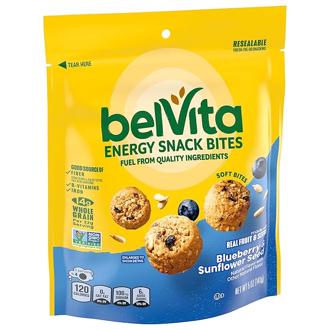 belVita Energy Snack Bites, Blueberry and Sunflower Seed, 5 oz