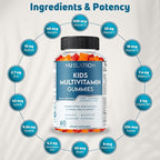Vegetarian Kids Multivitamin Gummies, 30–60 Servings. With 14 Essential Vitamins & Minerals. Gelatin-Free, Gluten-Free. Non-GMO Gummy Vitamins for Toddlers, Support Immune, Bones & Overall Wellness