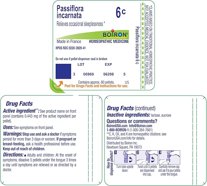 Boiron Passiflora incarnata 6C for Occasional Sleeplessness - 80 Pellets