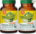 MegaFood Vitamin D3 5000 IU (125 mcg) - Vegetarian Supplements with Vitamin D3 K2 - Supports Bones, Teeth, Muscles & Immune Health - Certified Non-GMO - 60 Mini Capsules, 60 Servings (Pack of 2)