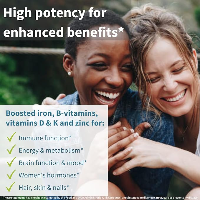 Igennus High Potency Methylated Multivitamin for Women, Pure & Clean Ingredients, MTHFR Supplement with Active B-Vitamins, Vitamin K2 MK7, Gentle Iron, Sustained Released, Non-GMO & Halal, 180 Tablets