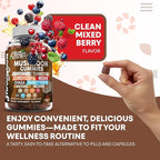 15in1 Mushroom Gummies with Lion's Mane Turkey Tail Cordyceps Reishi Chaga Sweet Toot Maitake Meshima Poria Cocos Shiitake Tremella, Oyster Agaricus Mushrooms for Men and Women Supplement Clean Nutra