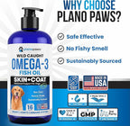 Omega 3 Fish Oil for Dogs - Better Than Salmon Oil for Dogs - Dog Fish Oil Supplement - Reduce Shedding & Itching - Supports Joints, Brain, Heart Health- Dog Skin and Coat Supplement - Fish Oil Liquid