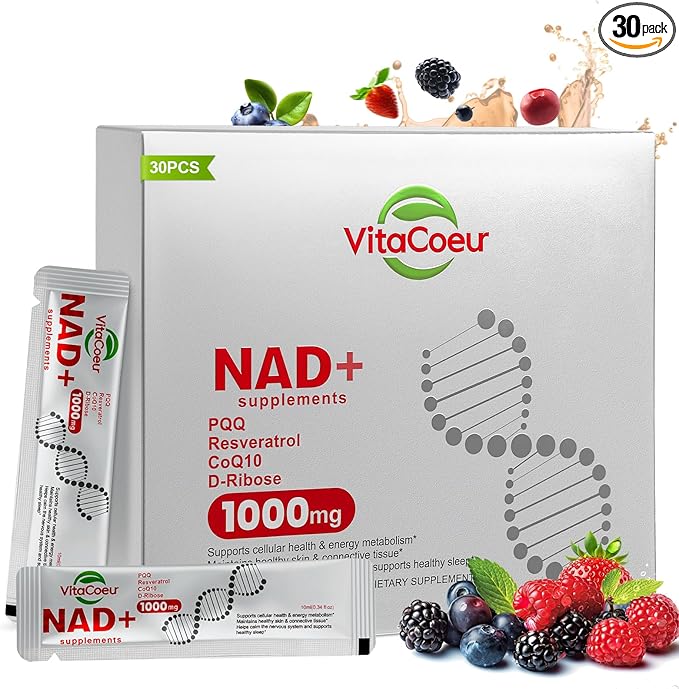 1000mg NAD+ Supplement Liquid with Organic Resveratrol, Nicotinamide Riboside & PQQ, CoQ10, ALA, Boost Energy Focus, DNA Repair & Activate Longevity Cells, NAD Resveratrol for Men & Women