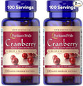 Puritan's Pride Premium Cranberry Fruit Concentrate 252mg (12,600mg Equivalent) with Vitamins C and E, Dietary Supplement for Immune System Support, 100 Rapid Release Softgels,(Pack of 2)