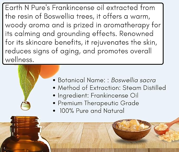 Earth N Pure Frankincense Essential Oil Steam Distilled, Undiluted, Natural and Therapeutic Grade 30 ml