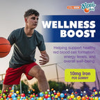 Vital+Boon - Iron with Vitamin C & B12 Gummies (60 Count) Vital for Red Blood Cell Formation | Gum Drop Grape Real Pectin Fruit Chew Supplements | Vegan, Non-GMO, Gluten Free & Gelatin Free
