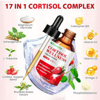 Cortisol Support Supplements for Men and Women, Cortisol Detox Hormone Balance with Magnesium, Ashwagandha, L-theanine, Phosphatidylserine for Lower Cortisol, Calm, Mood Support (60ML, strawberry)