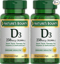 Nature's Bounty Vitamin D for Immune Support, Vitamin D Provides Immune Support and Promotes Healthy Bones, 10000IU, 72 Softgels (Pack of 2)