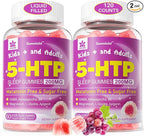 5HTP Gummies for Adults & Kids 8+, Melatonin Free Gummies with Magnesium Glycinate, GABA, L-Glycine, Ashwagandha, Vitamin B6 for Delicious Zzzs, Brain & Muscle Relaxation, 0 Sugar 60 Count (Pack of 2)