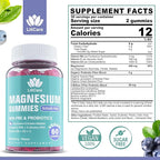 LILICARE Triple Magnesium Complex Gummies 400mg with Prebiotics & Probiotics 5 Billion CFUs, Magnesium Glycinate, Supplement Gummies with Vitamin B6, D3 & C for Muscles & Mood - 60 Count (Pack of 1)
