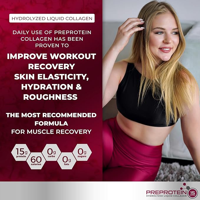 PreProtein 15 Liquid Hydrolyzed Collagen Peptides – Sugar Free Cherry Flavor Drink – 15g Protein Amino Acid Supplement for Bariatric Recovery, Joint Support & Wound Care – 30oz
