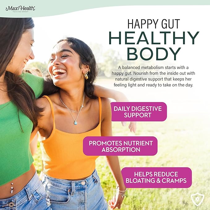 Maxi Health Teen Vitamins for Girls 12-17 - Teen Multivitamin D3, Iron, Calcium, Biotin, Zinc, Digestive Enzymes – Teenager Girl Multi Vitamins for Healthy Skin, Immune & Mood Support – 120 Count