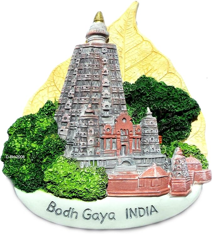 WitnyStore Tiny 3" Mahabodhi Temple Bodh Gaya Bihar India - Miniature Hand Made Resin 3D Asia Landmark Tourist Attractions Decorative Refrigerator Fridge Magnets Collectible Traveler Souvenirs Gifts