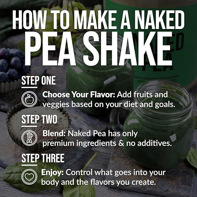 NAKED Pea - Chocolate Peanut Butter Protein from US & Canadian Farms, Organic Cocoa, Organic Coconut Sugar - No GMO, No Soy, and Gluten Free, Aid Growth and Recovery - 21 Servings