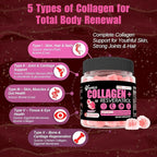 Multi Collagen Gummies Hydrolyzed Type I, II, III, V, X Plus Resveratrol Hyaluronic Acid & Biotin Gummies for Hair Skin and Nails Vitamins | Multi Collagen Peptides | Sugar Free