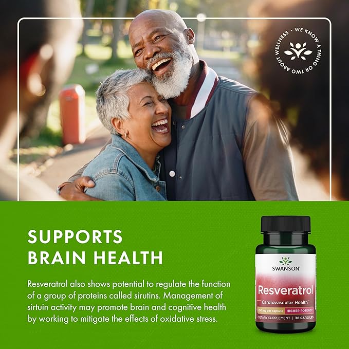 Swanson Resveratrol - Higher Potency 250 Milligrams 30 Capsules(1 Pack)