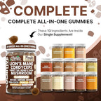 Clean Nutra Lions Mane Mushroom Gummies Cordyceps Supplement for Memory and Focus Immune Support Vitamins Reishi Chaga Turkey Tail Mushrooms Gummy Shiitake Maitake Meshima Supplements