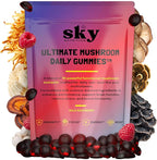 Mushroom Gummies - 10-in-1 Adaptogenic Mushroom Supplement for Adults - Lions Mane, Reishi, Cordyceps, Chaga, Turkey Tail - Raspberry Flavored Vegan Gummies for Focus & Energy - 60 Ct.