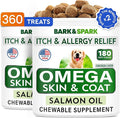 BARK&SPARK (Pack of 2 Omega 3 for Dogs - 360 Fish Oil Chews for Dog Shedding, Skin Allergy, Itch Relief, Hot Spots Treatment - Joint Health - Skin & Coat Supplement - EPA&DHA Fatty Acids