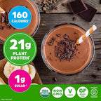 Orgain Organic Vegan Protein + 50 Superfoods Powder, Creamy Chocolate Fudge - 21g Plant Based Protein, 10g Prebiotic Fiber, No Lactose Ingredients, Gluten Free, No Added Sugar, Non-GMO, 1.12 lb
