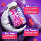 Magnesium Glycinate Gummies 400mg, Muscle Support and Relaxation, Magnesium Supplement for Women, Men and Kids, High Absorption, Sugar Free, Vegan, 60 Days Supply, Raspberry Flavor