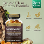 Golden Balance Turmeric Gummies - Turmeric and Ginger Supplement with Black Pepper Extract - High Absorption Turmeric Curcumin Supplement Gummies - Cholesterol Support & Heart Health Turmeric Gummies