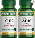 Nature’s Bounty Zinc 50mg,Immune System, Skin, & Antioxidant Health Support, Contributes to DNA Formation, Vegetarian, Non-GMO, Gluten Free, 100 Caplets, 1 Serving Per Day for Daily Health (Pack of 2)