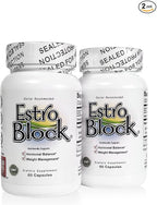 Estroblock - 2-Pack 120 Capsules Total - DIM & Indole 3-Carbinol for Natural Hormonal Hormone Balance, Acne - Anti Toxic Estrogen Aromatase Inhibitor Blocker. Vegan,Soy-Free, Dairy-Free, Non-GMO (2)