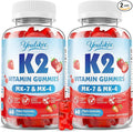 2 Pack Sugar-Free Vitamin K2 Gummies, Dual Formula Vitamin K2 Supplement with MK-7 & MK-4, Supports Bone Health, Gluten-Free, Non-GMO, Sugar-Free, Strawberry Flavor, 120 Gummies