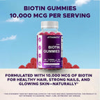 Vitamatic Biotin Gummies 10,000 mcg for Stronger Hair, Skin & Nails - 60 Vegan Gummies - Also Called Vitamin B7 (2 Bottles)