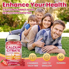 Calcium Citrate Gummies - 1200mg Calcium Gummies Supplements for Women & Men with Vitamin D3, K2, Magnesium, Zinc High Absorption for Bone, Muscle & Immune Support, Strawberry Flavor, 60 Count
