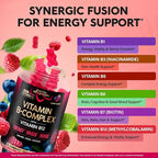 Vitamin B-Complex Gummies for Women & Men - Vitamin B12, B1, B2, B3, B5, B6, B7 & B9 - B Complex with Vitamin C & Choline - Energy, Brain & Mood - Natural Berry Flavor, Vegan - 60 Gummies 2 Pack