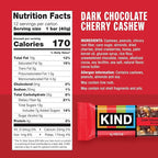 KIND Nut Bars, Dark Chocolate Cherry Cashew, Healthy Snacks, Gluten Free, 4g Protein, 12 Count