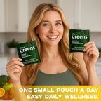 Daily Greens, Superfood Green Gummies Packets - Digestive & Gut Health, Chlorella and Spirulina Supplement with 20+ Organic Prebiotics Fiber Vitamins & Minerals - 224 Low Sugar Gummy