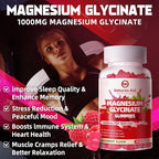 Magnesium Glycinate Gummies 1000mg - Sugar Free Magnesium Potassium Supplement with Vitamin D, B6, CoQ10 for Calm Mood & Sleep Support - 180 Raspberry Gummies.