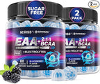 Essential Amino Acids EAA Gummies Nutritional Supplements for Women Men, BCAAs Branched Chain Amino Acids Supplement Gummies w/ Electrolyte Hydration, Black Raspberry Flavor, Gluten Free, Vegan, 120ct